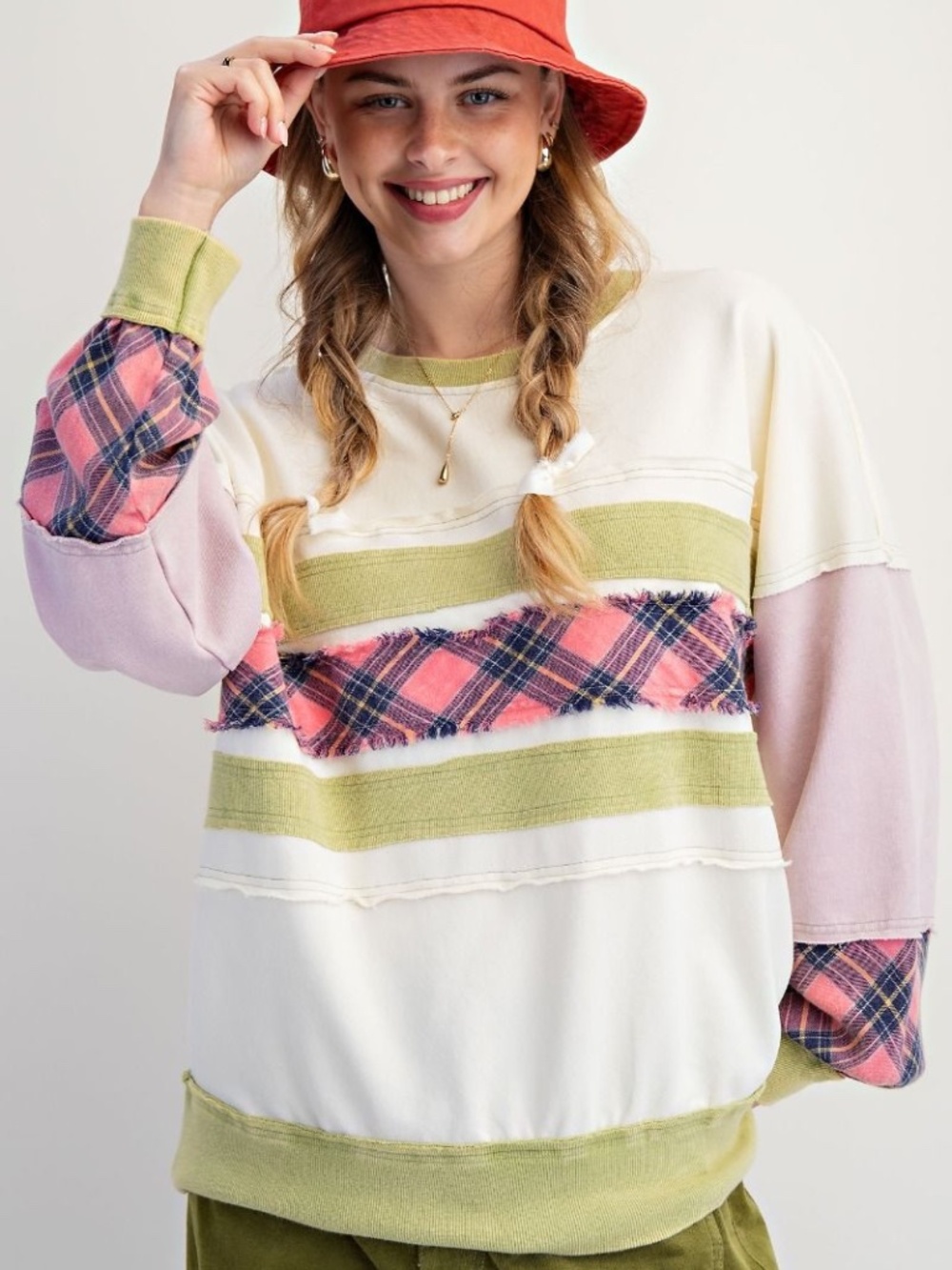 "The Marla" Plaid Color Block Stripe Pullover